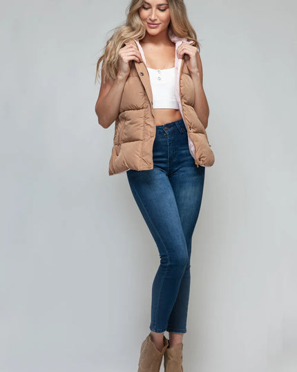 Snobbish Snap and Zip Closure Hooded Vest