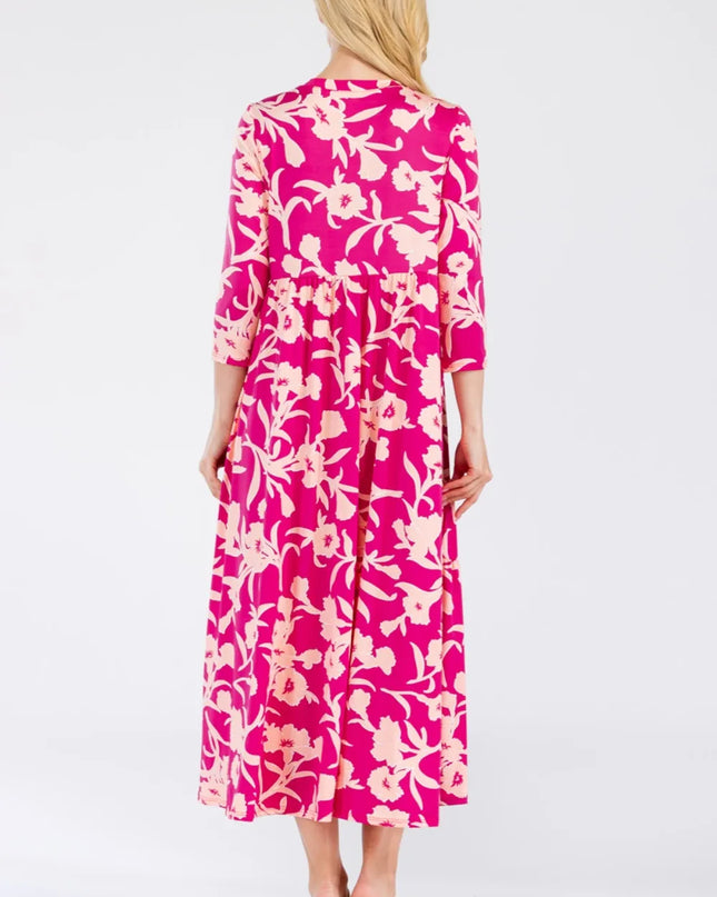 Celeste Full Size Floral Round Neck Ruffle Hem Dress