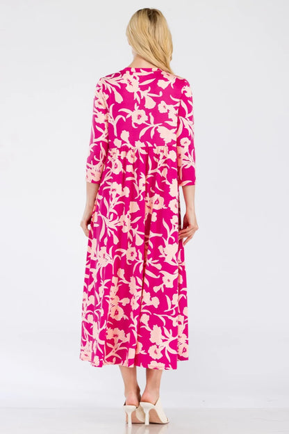 Celeste Full Size Floral Round Neck Ruffle Hem Dress