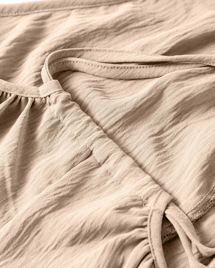 Spaghetti Strap Waist Tie Wide Leg Jumpsuit with Pockets