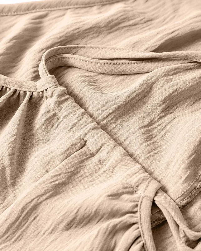 Spaghetti Strap Waist Tie Wide Leg Jumpsuit with Pockets