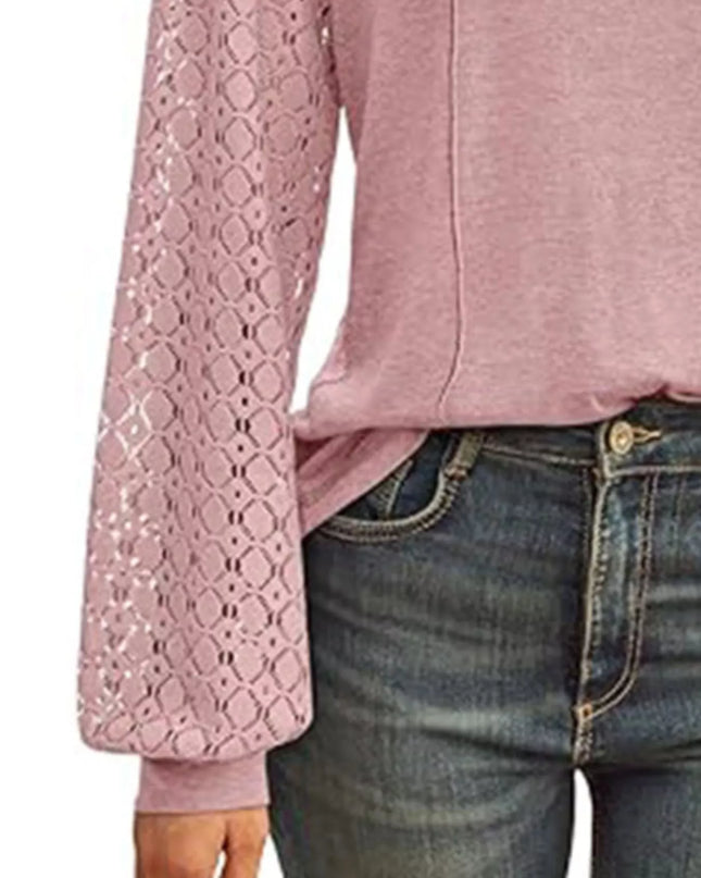 Round Neck Lace Sleeve Blouse