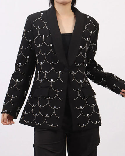 Pearl Detail Long Sleeve Blazer