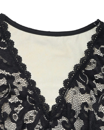 Lace V-Neck Long Sleeve Maxi Dress