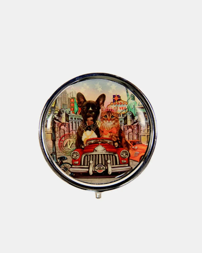 Nicole Lee USA Print Metallic Circular Large Pill Case City Drive One Size