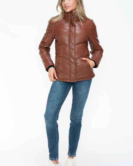 Snobbish Pocketed Zip Up Turtleneck Puffer Jacket