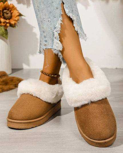 Cozy Winter Fur-Lined Ankle Boots Camel