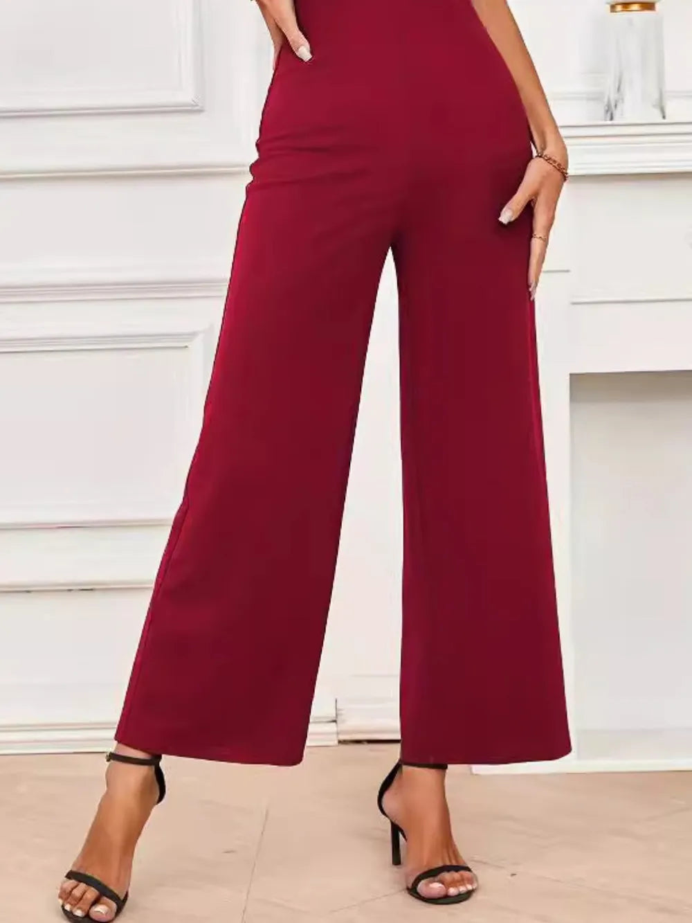 V-Neck Flutter Sleeve Jumpsuit