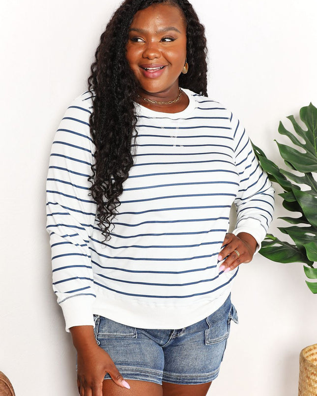 Double Take Striped Long Sleeve Round Neck Top