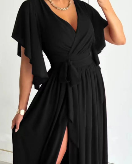 Flutter Sleeve Surplice Tie Waist Dress
