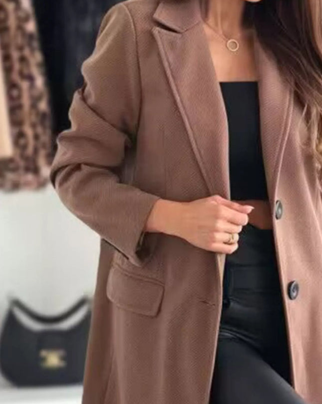 Lapel Collar Long Sleeve Coat