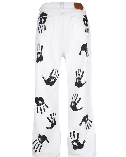 Men's Handprint Pattern Jeans