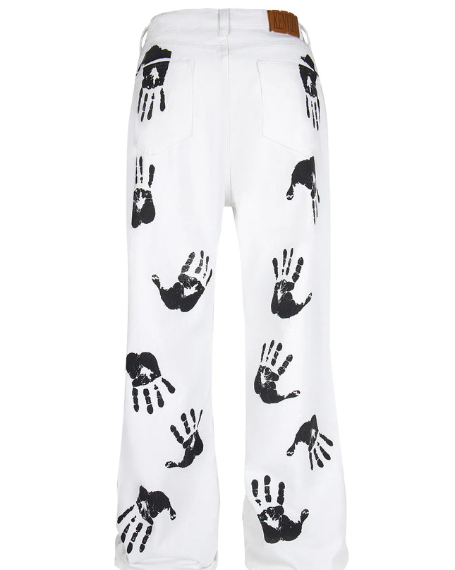 Men's Handprint Pattern Jeans