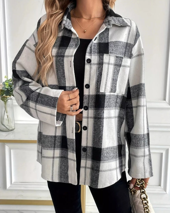 Oversized Plaid Button Up Shirt