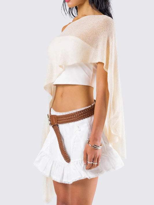 Boat Neck Long Sleeve knit Cover Up