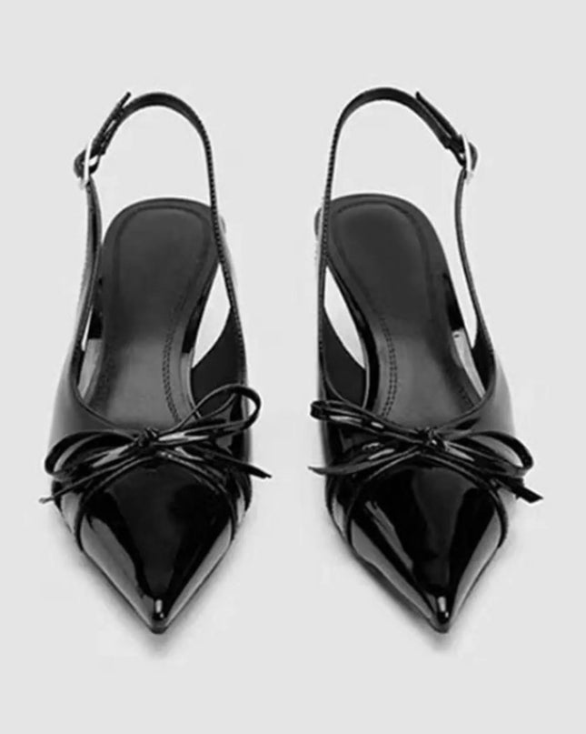 Bow Point Toe Slingback Pumps 