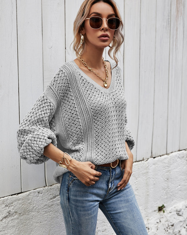 Angel Wings V-Neck Dropped Shoulder Sweater
