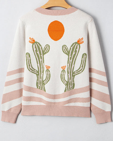 Desert Cactus Buttoned Front Sweater Cardigan