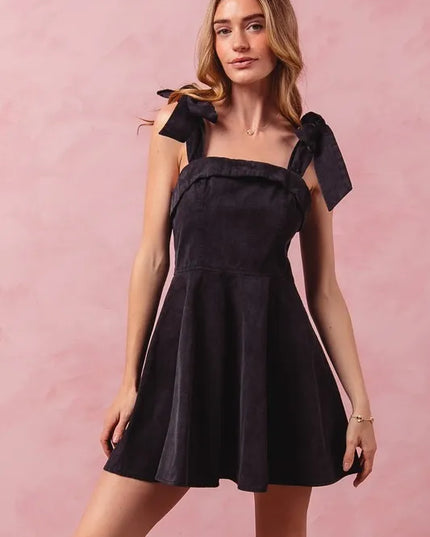 SO ME Fit and Flare Washed Gameday Dress BLACK