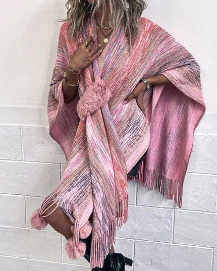 Heathered Fringe Hem Poncho