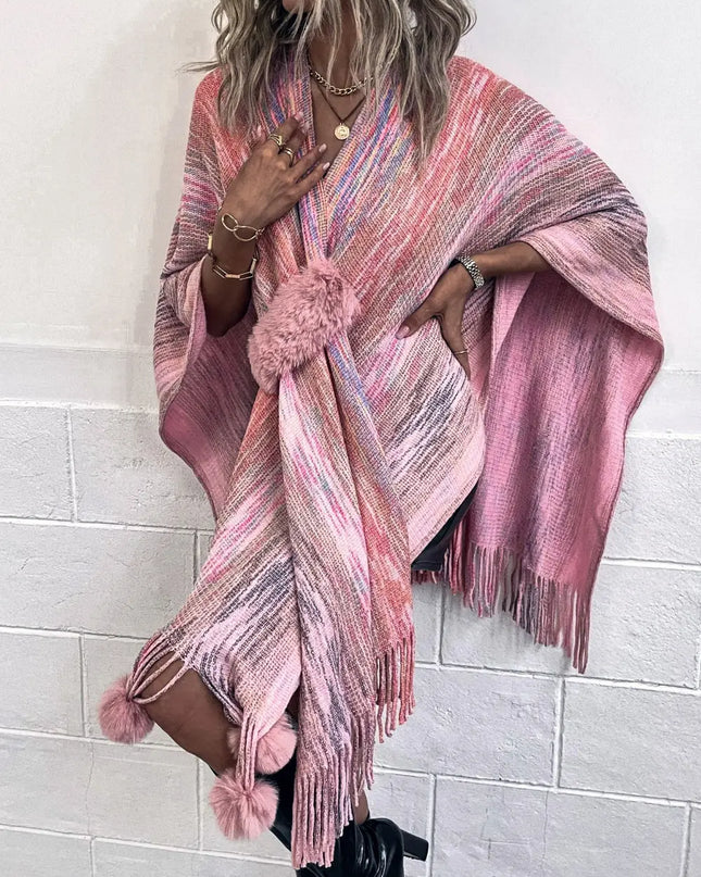 Heathered Fringe Hem Poncho