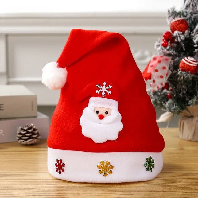 2 Pieces Hot Selling Christmas Cartoon Santa Claus Hat With Lights Red Non-woven Fabric Christmas Gift