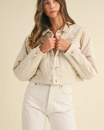 MABLE Embroidered Quilted Cropped Jacket