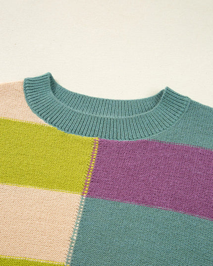 Stripe Drop Shoulder Ribbed Edge Sweater