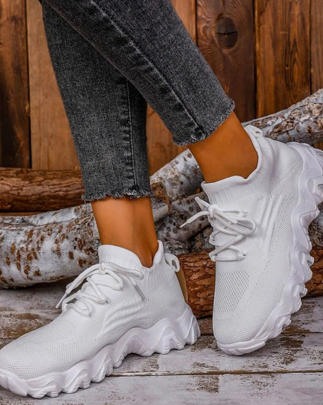 Mesh Lace-Up Round Toe Athletic 