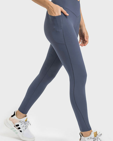 Millennia V-Waist Yoga Leggings with Pockets Steel