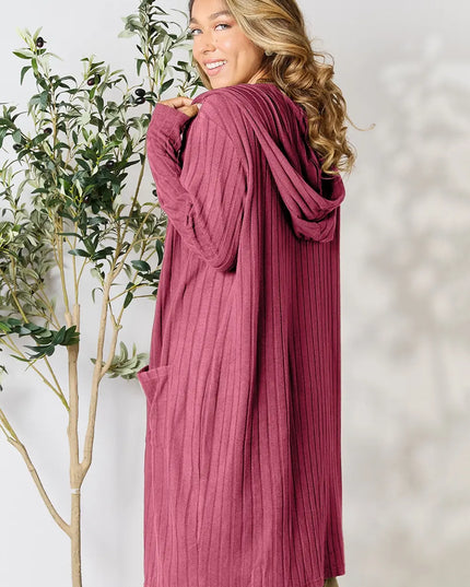 Basic Bae Full Size Hooded Sweater Cardigan