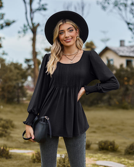 Puff Sleeve Pleated Blouse