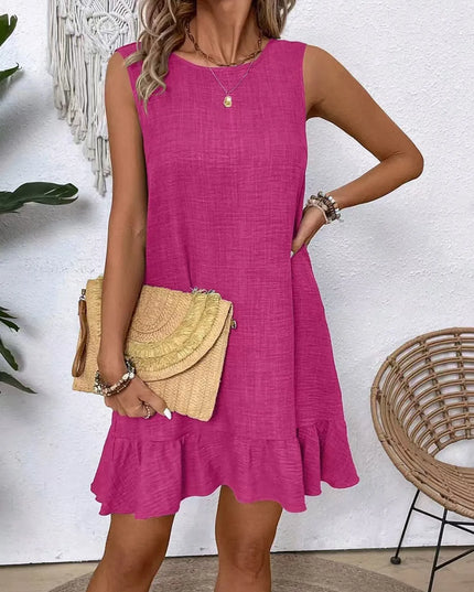 Ruffled Hem Round Neck Sleeveless Dress 