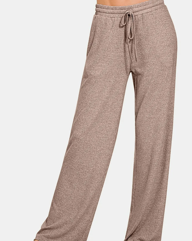 Zenana Drawstring Wide Leg Pants with Side Pockets