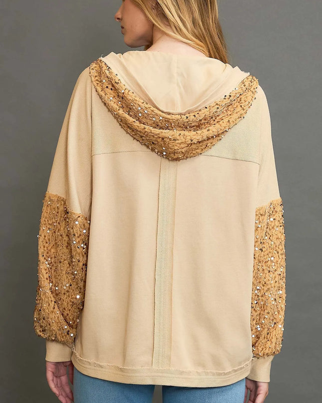 Umgee Sequined French Terry Jacket