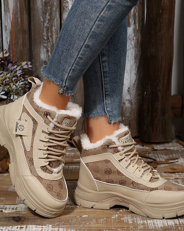 High-Top Platform Chunky Sneaker Boots with Lace-Up