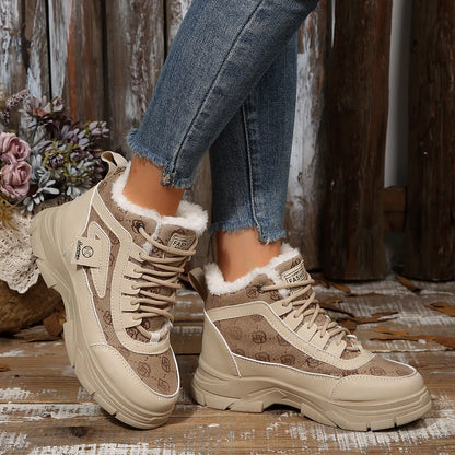 High-Top Platform Chunky Sneaker Boots with Lace-Up