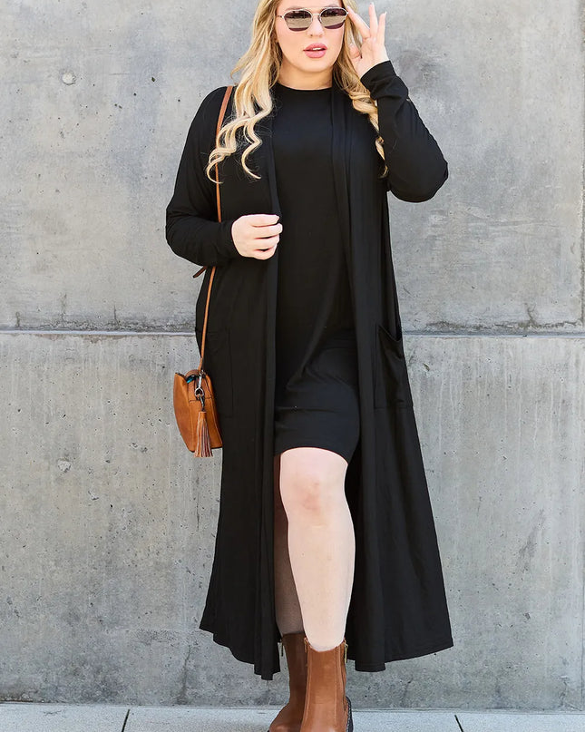 Basic Bae Full Size Open Front Long Sleeve Cover Up