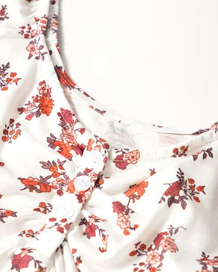 Floral Ruched Cinched Short Sleeve Blouse