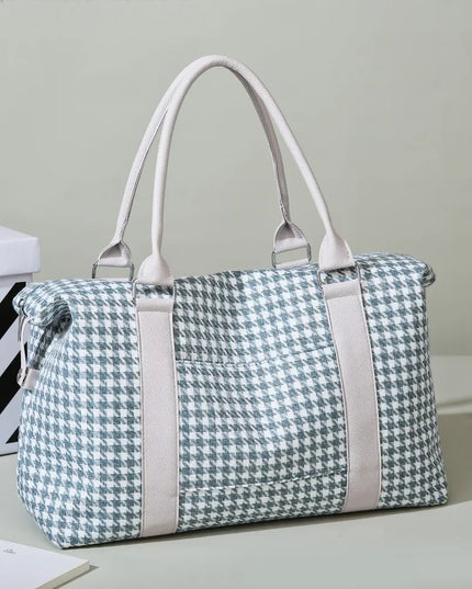 Houndstooth Canvas Travel Bag Dusty Blue One Size