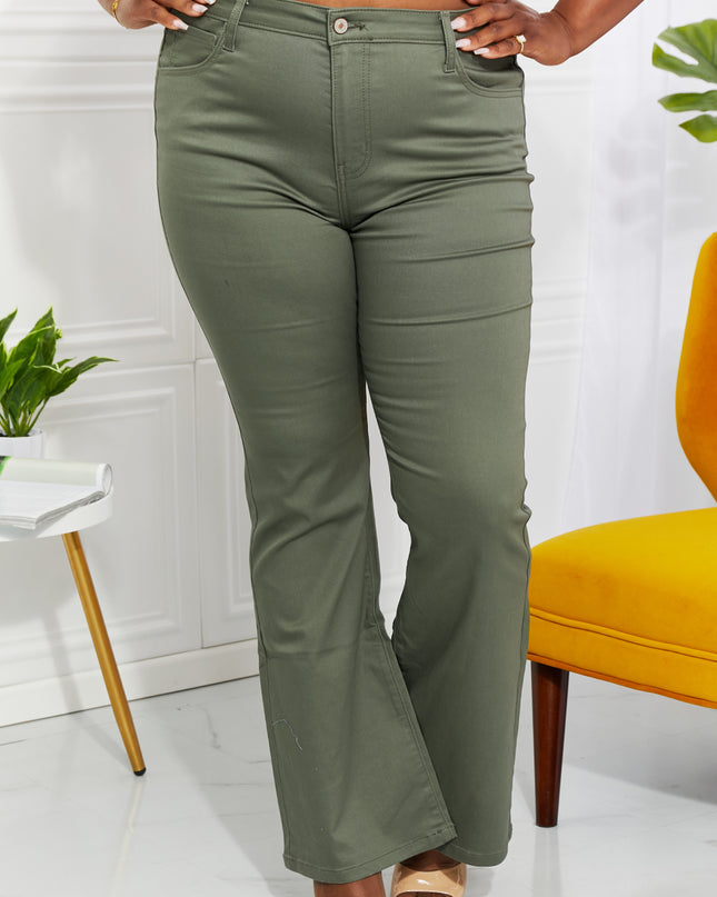 Zenana Clementine Full Size High-Rise Bootcut Jeans in Olive