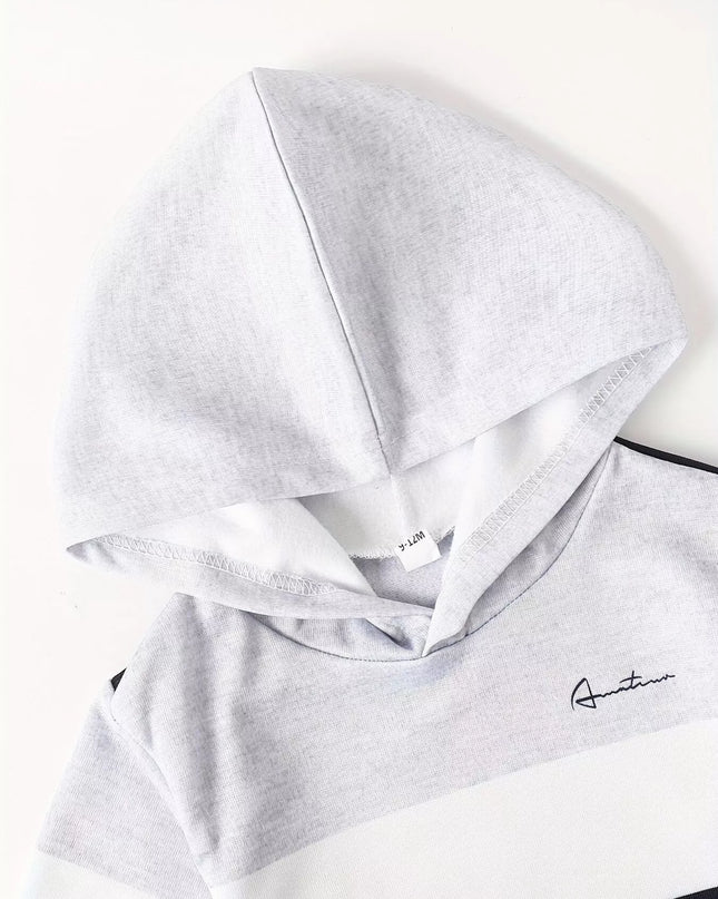 Children's Color Block Casual Hoodie & Pants Set