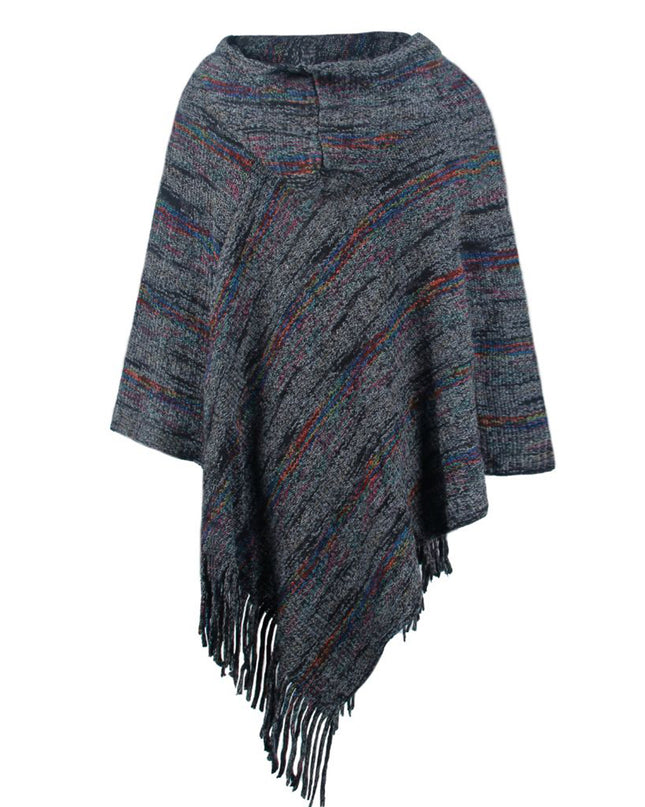 Fringe Hem Hooded Poncho