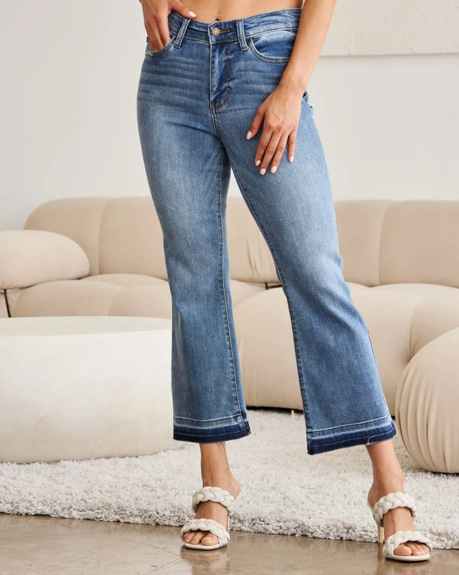 Judy Blue Full Size Release Hem Cropped Bootcut Jeans