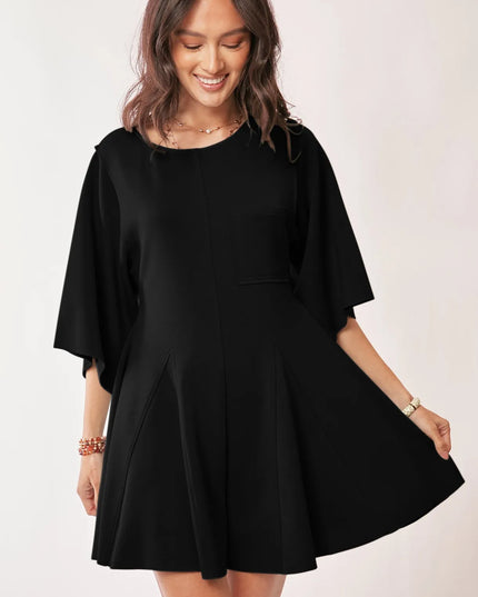 Davi & Dani Solid Draped Sleeve Ties Back Skort Romper