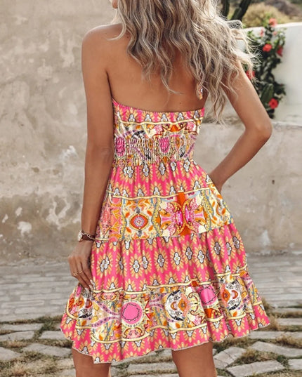 Paisley Print Halter Neck Mini Dress