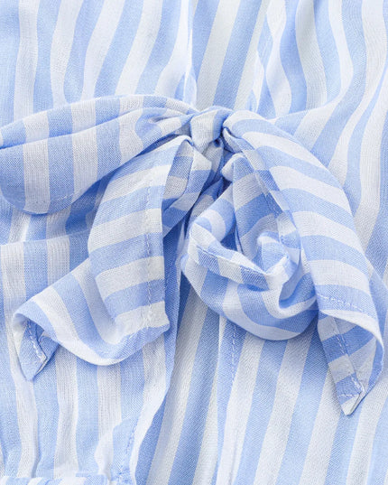 Bow Striped Kimono Sleeve Romper