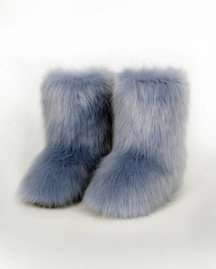 Thermal Fuzzy Platform Boots Dusty Blue