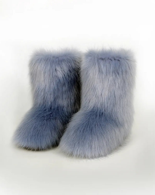 Thermal Fuzzy Platform Boots Dusty Blue