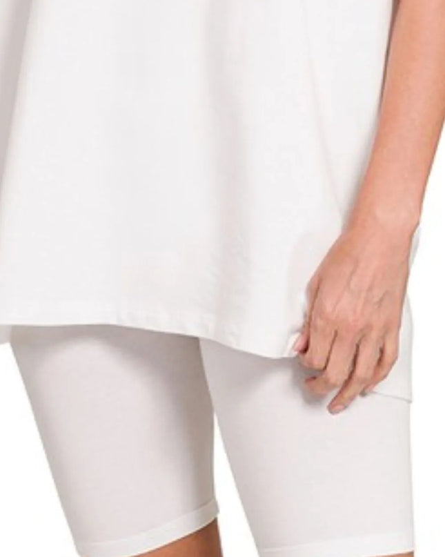 Zenana Cotton Round Neck Top & Biker Shorts